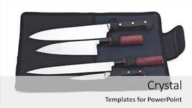  Presentation with kitchen - Colorful PPT theme enhanced with kitchen knife on a white backdrop and a white colored foreground