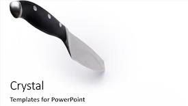  Presentation with stuck - Cool new PPT theme with kitchen knife stuck backdrop and a white colored foreground