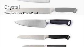 Presentation with knives - PPT layouts consisting of kitchen knives isolated on white background background and a white colored foreground