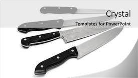  Presentation with knives - Beautiful slides featuring kitchen knives set isolated backdrop and a light gray colored foreground