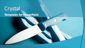  Presentation with knives - PPT layouts having kitchen-knives-with-blue-plastic background and a teal colored foreground