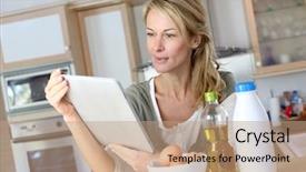  Presentation with recipe dessert - Slides having kitchen looking at dessert recipe background and a  colored foreground