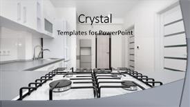  Presentation with kitchen design - Cool new PPT layouts with kitchen minimalistic clean design gas backdrop and a light gray colored foreground