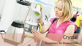  Presentation with kitchen appliance - Presentation theme with kitchen mixer blender in home background and a coral colored foreground