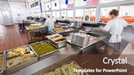  Presentation with chinese restaurant - Presentation design consisting of kitchen of a chinese restaurant background and a tawny brown colored foreground