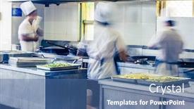  Presentation with chinese restaurant - PPT theme having kitchen of a chinese restaurant background and a ocean colored foreground