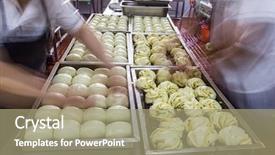  Presentation with chinese restaurant - Beautiful presentation design featuring kitchen of a chinese restaurant backdrop and a mint green colored foreground