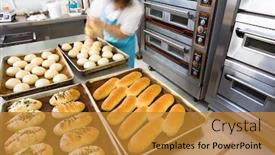  Presentation with chinese restaurant - Slide set featuring kitchen of a chinese restaurant background and a gold colored foreground