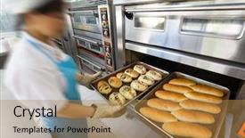  Presentation with chinese restaurant - Presentation design consisting of kitchen of a chinese restaurant background and a coral colored foreground