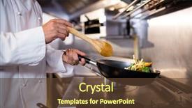  Presentation with restaurant kitchen - Audience pleasing slide deck consisting of kitchen of a restaurant backdrop and a tawny brown colored foreground