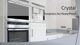  Presentation with steel - Cool new PPT theme with kitchen oven modern steel built in to a unit backdrop and a light gray colored foreground