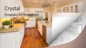  Presentation with corner - Cool new slide deck with kitchen photo page corner flipping backdrop and a coral colored foreground