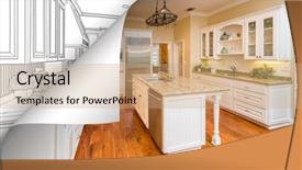  Presentation with corner - Slide set consisting of kitchen photo page corner flipping background and a coral colored foreground