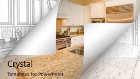  Presentation with page - Cool new PPT layouts with kitchen photo page corners flipping backdrop and a  colored foreground
