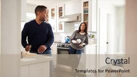  Presentation with kitchen cabinet - Presentation theme enhanced with kitchen preparing food turn background and a coral colored foreground