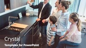  Presentation with sales - Audience pleasing slide deck consisting of kitchen-sales-with-a-family backdrop and a tawny brown colored foreground