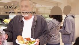  Presentation with homeless - Presentation theme consisting of kitchen serving food in homeless background and a coral colored foreground