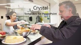  Presentation with homeless - Presentation theme featuring kitchen serving food in homeless background and a soft green colored foreground