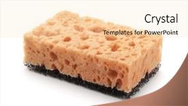  Presentation with scroll paper isolated on white - Slide deck consisting of kitchen sponge isolated on white background and a lemonade colored foreground