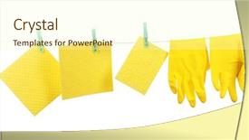  Presentation with sponges - Beautiful presentation design featuring kitchen-sponges-and-rubber-gloves backdrop and a cream colored foreground