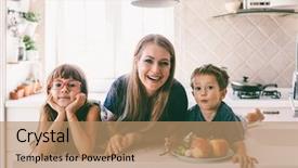  Presentation with toddler eating - Cool new presentation theme with kitchen table and eating fruit backdrop and a coral colored foreground