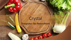  Presentation with vegetables - Colorful slides enhanced with kitchen table cooking class backdrop and a gold colored foreground