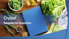  Presentation with cooking - Beautiful PPT theme featuring kitchen table cooking class backdrop and a  colored foreground