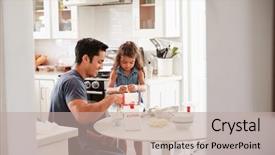  Presentation with kitchen - Slides enhanced with her father seen from doorway background and a mint green colored foreground