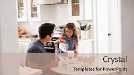  Presentation with kitchen - Colorful PPT layouts enhanced with one step - young girl standing backdrop and a mint green colored foreground