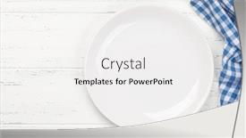  Presentation with tablecloth - PPT theme having kitchen-table-with-empty-plate background and a white colored foreground