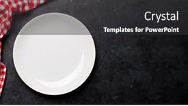  Presentation with tablecloth - PPT layouts with kitchen-table-with-empty-plate background and a dark gray colored foreground