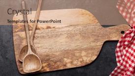  Presentation with utensils - Slide deck consisting of kitchen-table-with-utensils-tablecloth background and a coral colored foreground