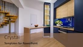  Presentation with kitchen - PPT theme enhanced with kitchen-to-entrance-hall-view background and a  colored foreground