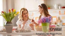  Presentation with mom - Presentation design featuring kitchen to painting easter eggs background and a  colored foreground