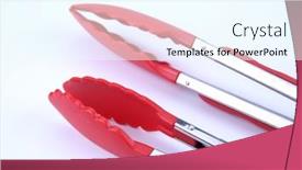  Presentation with kitchen - Slide deck consisting of kitchen-tongs-on-white-background background and a cool aqua colored foreground