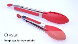  Presentation with kitchen - PPT theme with kitchen-tongs-on-white-background background and a white colored foreground