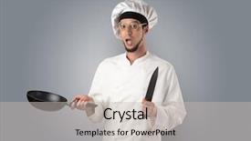  Presentation with kitchen tools and equipment - Cool new PPT theme with kitchen tools and empty wallpaper backdrop and a  colored foreground