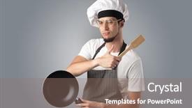  Presentation with cooking equipment kitchen utensils - Beautiful presentation theme featuring kitchen tools and empty wallpaper backdrop and a  colored foreground