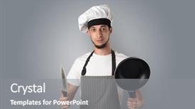  Presentation with kitchen - Cool new presentation with kitchen tools and empty wallpaper backdrop and a  colored foreground