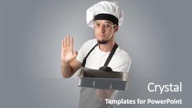  Presentation with kitchen - Slide set consisting of kitchen tools and empty wallpaper background and a  colored foreground