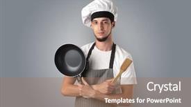  Presentation with kitchen - PPT theme enhanced with kitchen tools and empty wallpaper background and a  colored foreground