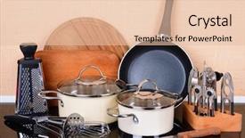  Presentation with kitchen - Theme enhanced with kitchen tools on table in kitchen background and a lemonade colored foreground