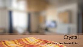  Presentation with kitchen towel - PPT theme featuring kitchen towel on table in the living room background and a coral colored foreground