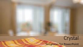 Presentation with kitchen towel - PPT layouts with kitchen towel on table in the living room background and a coral colored foreground