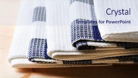 Presentation with kitchen towel - Amazing slide set having kitchen towel on wooden background backdrop and a sky blue colored foreground