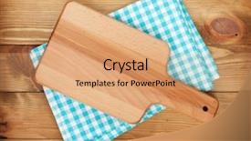  Presentation with kitchen towel - Slide set with kitchen towel on wooden background and a coral colored foreground