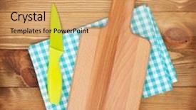  Presentation with kitchen towel - Cool new PPT layouts with kitchen towel on wooden backdrop and a coral colored foreground