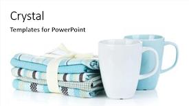  Presentation with tea - Amazing PPT theme having kitchen towels and tea cups backdrop and a white colored foreground