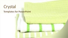  Presentation with kitchen - Presentation design with kitchen-towels-isolated-on-white background and a soft green colored foreground