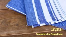  Presentation with kitchen towel - Colorful presentation design enhanced with kitchen towels on wooden background backdrop and a tawny brown colored foreground